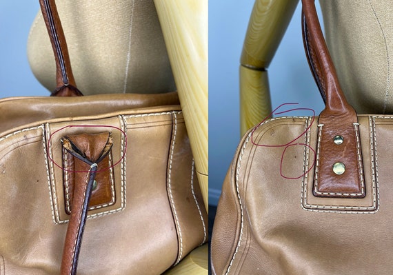 Vintage 2000s Tan and Brown Leather Coach Tote Bag - image 7