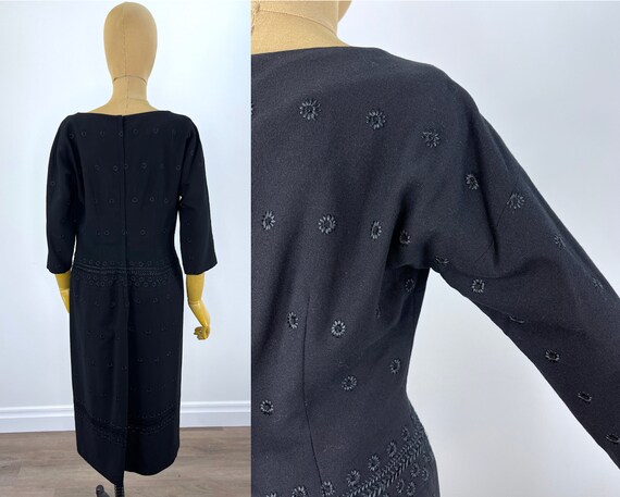 Vintage Late 1950s/ Early 1960s Black Wool Drop W… - image 7