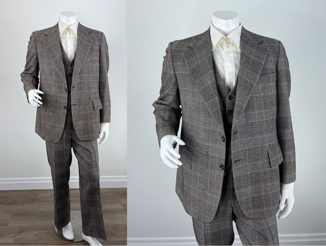 感謝の声続々！ 1970s Vintage Men's White & Red Grey, Black, Piece Three スーツ