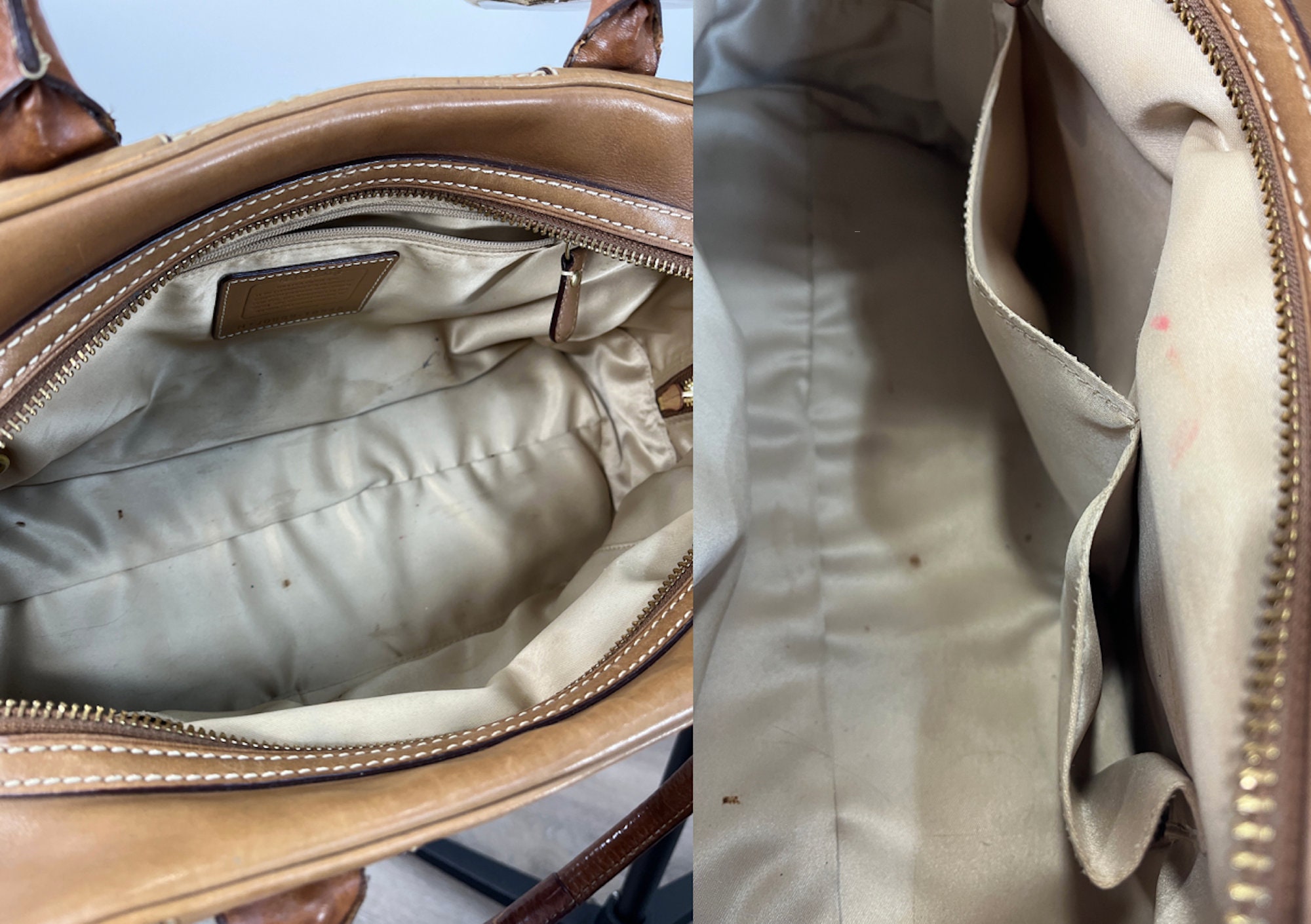 Vintage 2000s Tan and Brown Leather Coach Handbag - Etsy