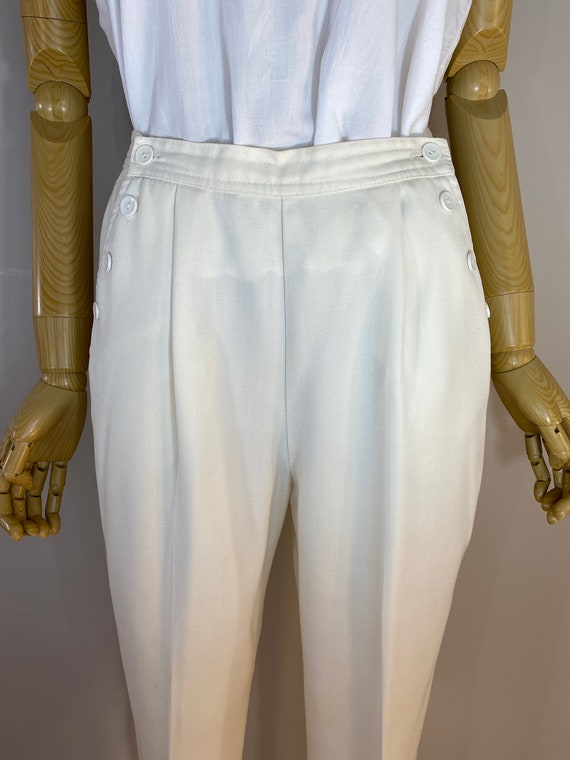 Vintage 1980s Winter White Pleated "Sailor" Pants… - image 5