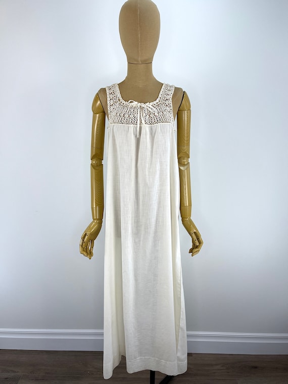Vintage Early 20th Century Ivory Cotton Chemise w… - image 2