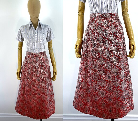 Red Brocade Circle Skirt W/matching Shawl 31 Waist - Etsy