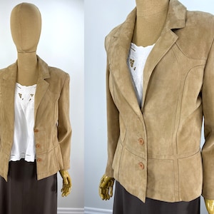 Vintage 1990s/2000s Beige Goat Suede Coat by Vakko Sport Size Medium