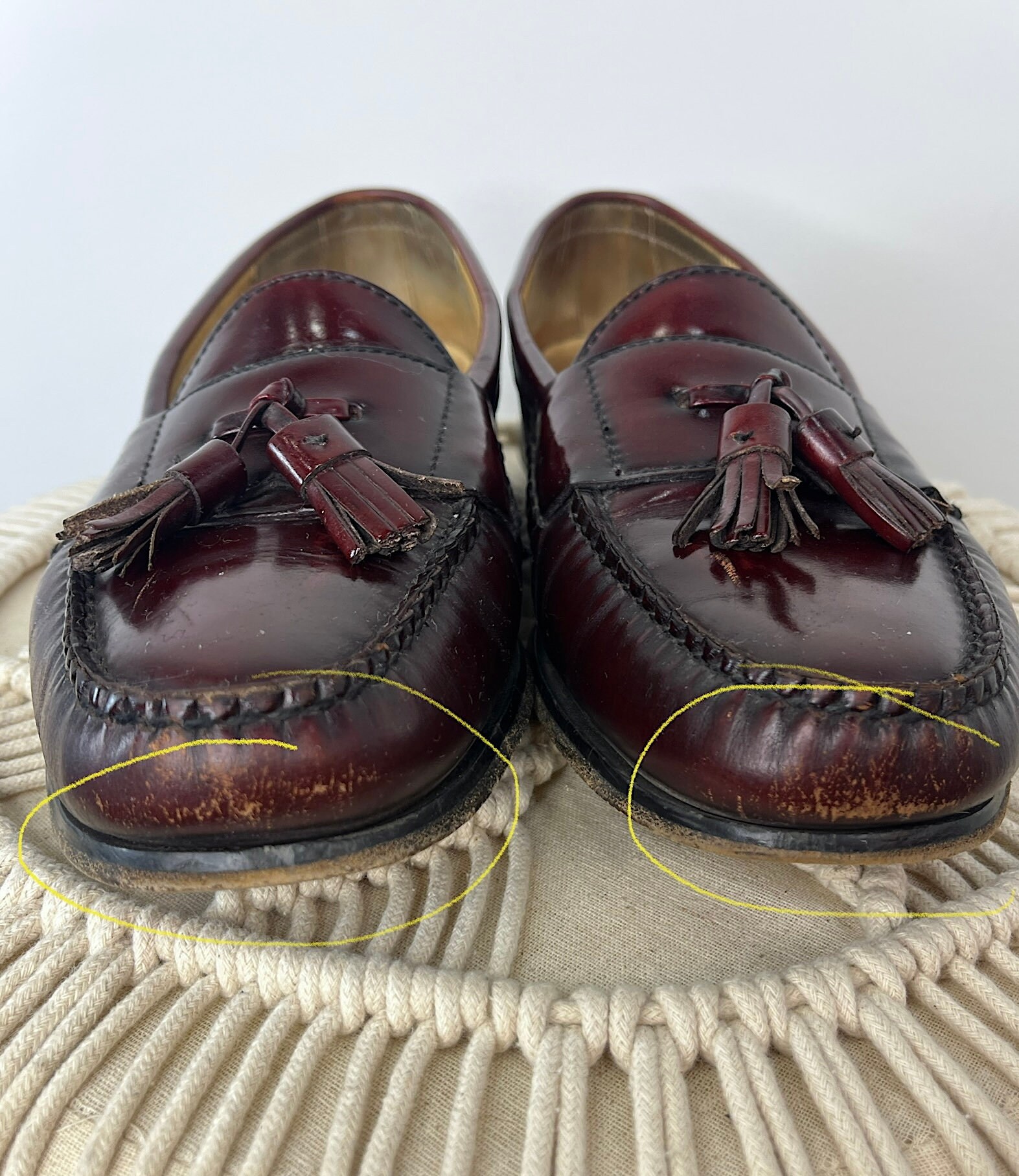 Vintage Men's Cordovan Cole Haan Loafers With Tassels Size