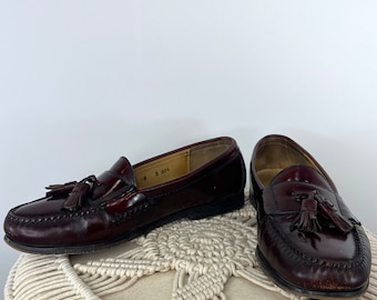 Vintage Men's Cordovan Cole Haan Loafers With Tassels Size 10D