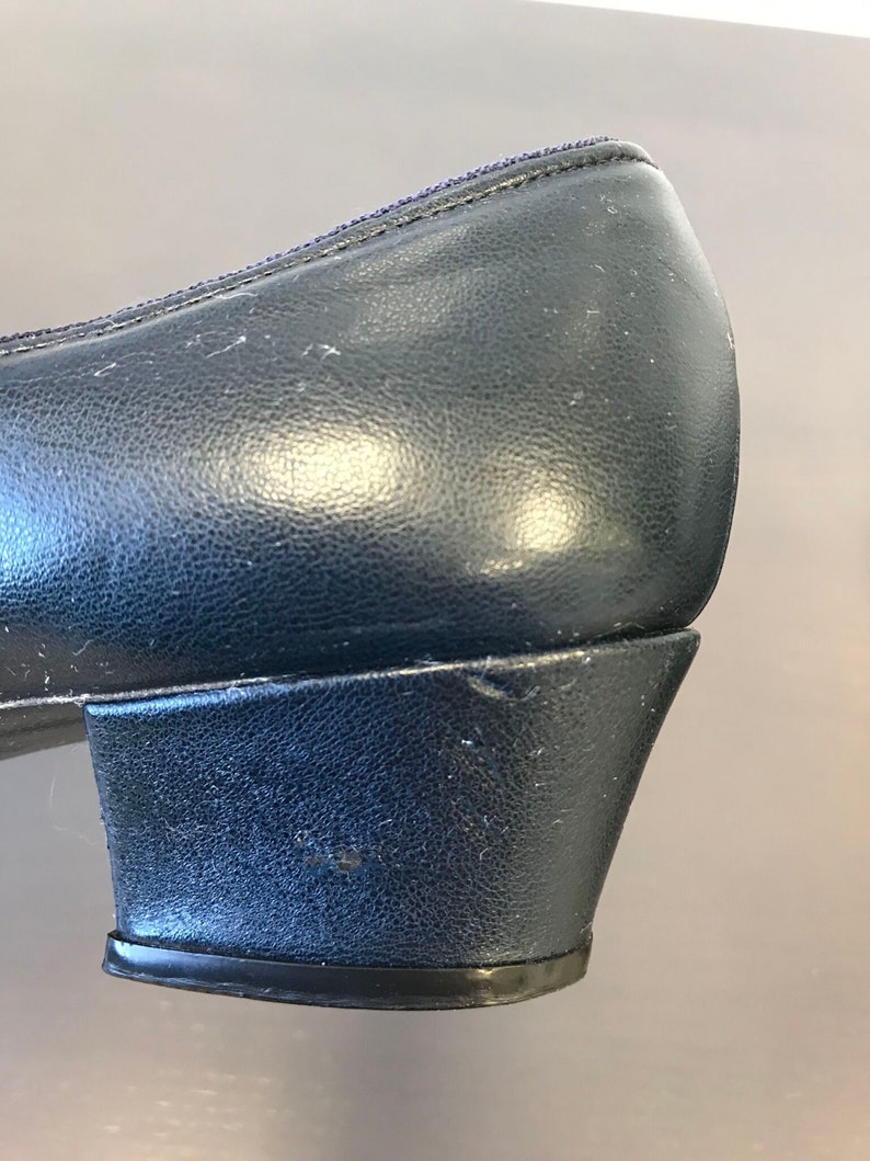 Vintage 1960s Easy Street Navy Blue Leather Shoes Size 75/8 image 6