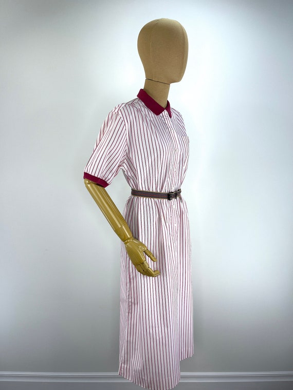 Vintage 1990s White with Raspberry Stripe Izod Dr… - image 5