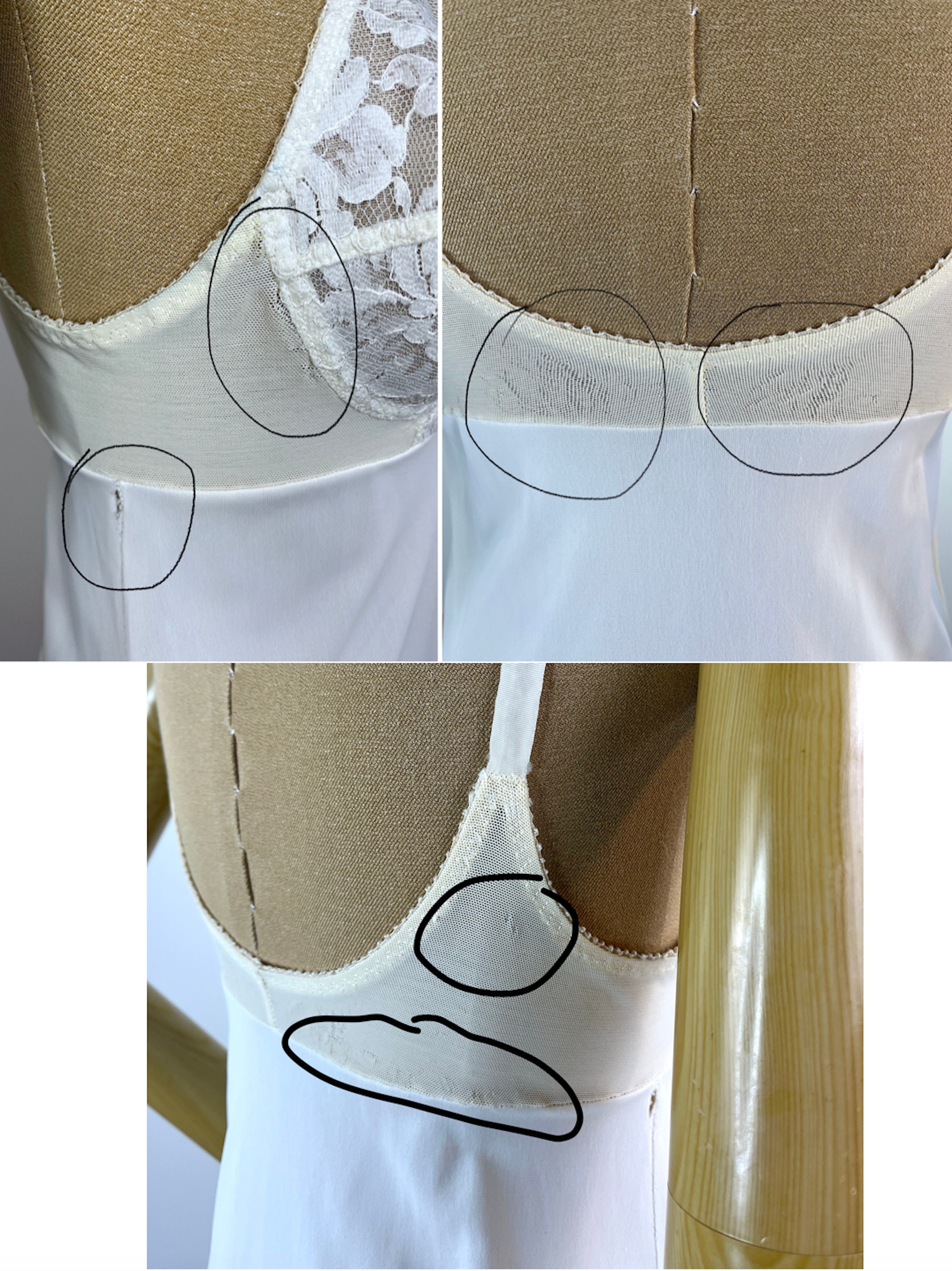 ワーナーズ社製、1950年代のヴィンテージ、ブラ内蔵の白いスリップ