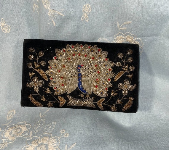 Handmade Velvet Handbag With Brown /& Gold Net Lace