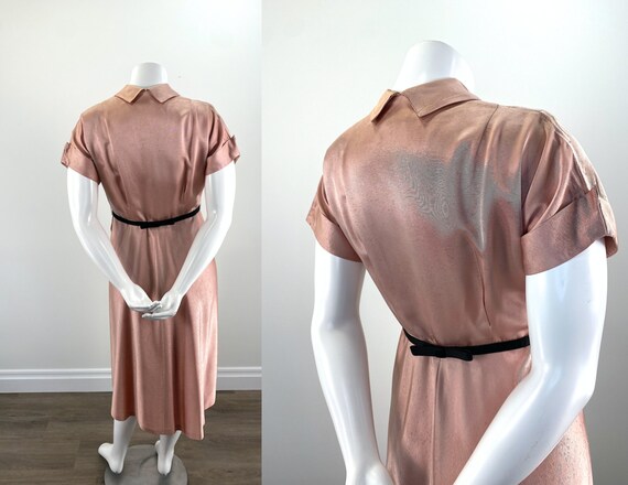 Vintage 1950s Pink Faille Cocktail Dress with Rhi… - image 4