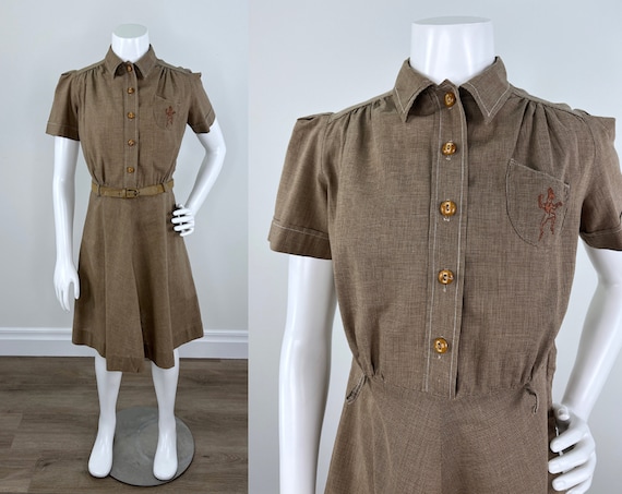 Vintage 1950s/1960s Brownie Uniform Dress.  Vinta… - image 1