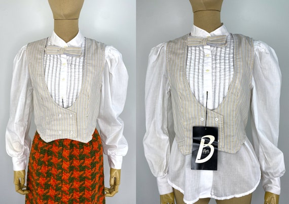 Vintage 1970s Deadstock Uniform Shirt & Vest. Whi… - image 1