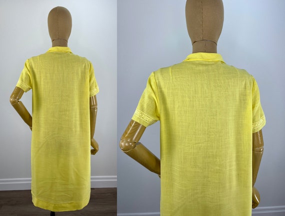 Vintage 1960s Canary Yellow Shift Dress with Croc… - image 3