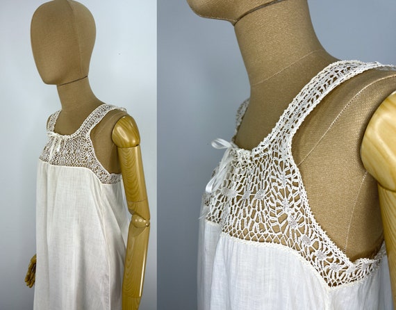 Vintage Early 20th Century Ivory Cotton Chemise w… - image 8