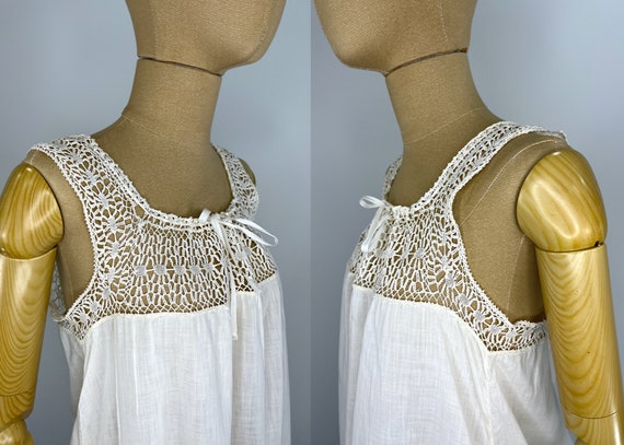 Vintage Early 20th Century Ivory Cotton Chemise w… - image 7