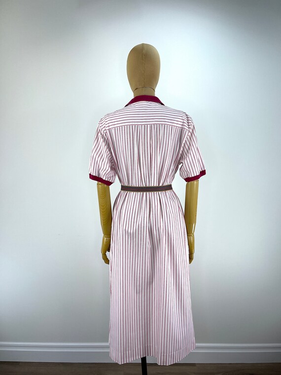 Vintage 1990s White with Raspberry Stripe Izod Dr… - image 6