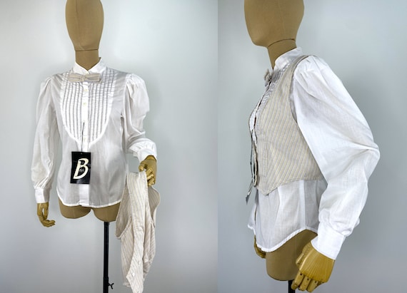 Vintage 1970s Deadstock Uniform Shirt & Vest. Whi… - image 6