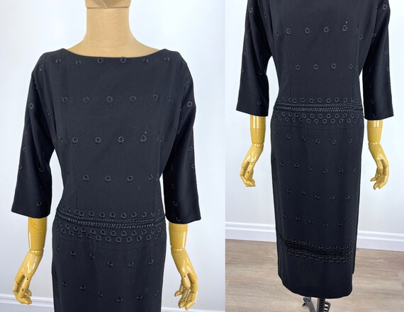 Vintage Late 1950s/ Early 1960s Black Wool Drop W… - image 3