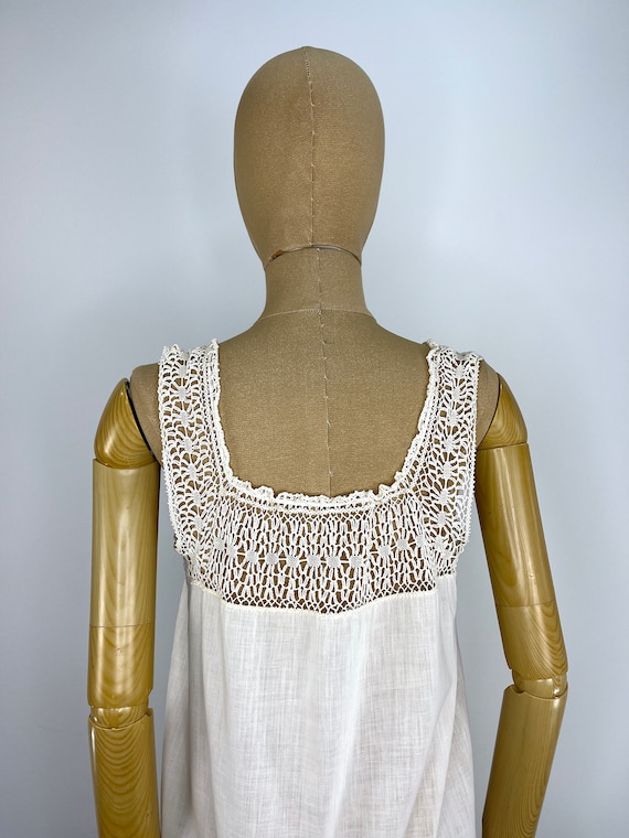 Vintage Early 20th Century Ivory Cotton Chemise w… - image 9
