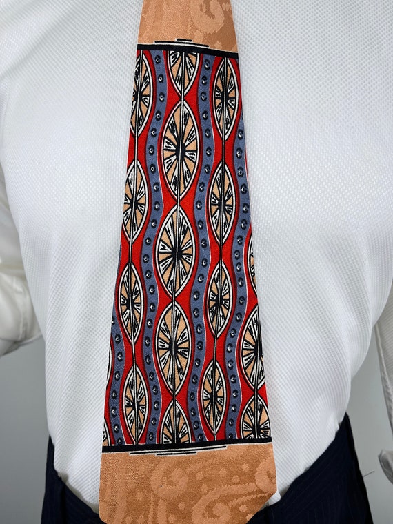 Vintage 1930s/1940s Peach Silk Jacquard Tie. Vert… - image 5