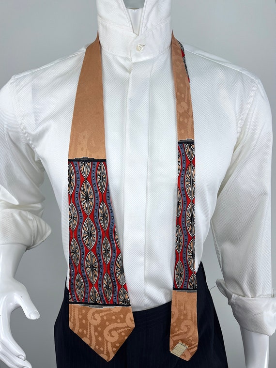 Vintage 1930s/1940s Peach Silk Jacquard Tie. Vert… - image 6