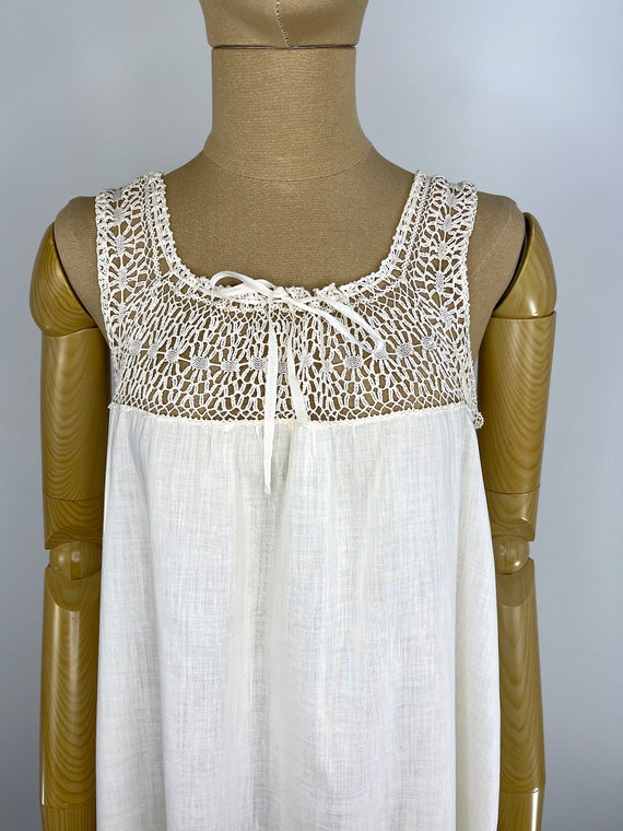 Vintage Early 20th Century Ivory Cotton Chemise w… - image 6