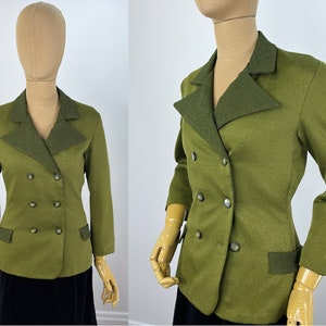 Vintage 1960s/1970s Handmade Double-Breasted Two-Tone Olive Green Blazer