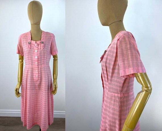 Vintage 1950s Pale Pink Striped Sheer Shirtwaist … - image 6