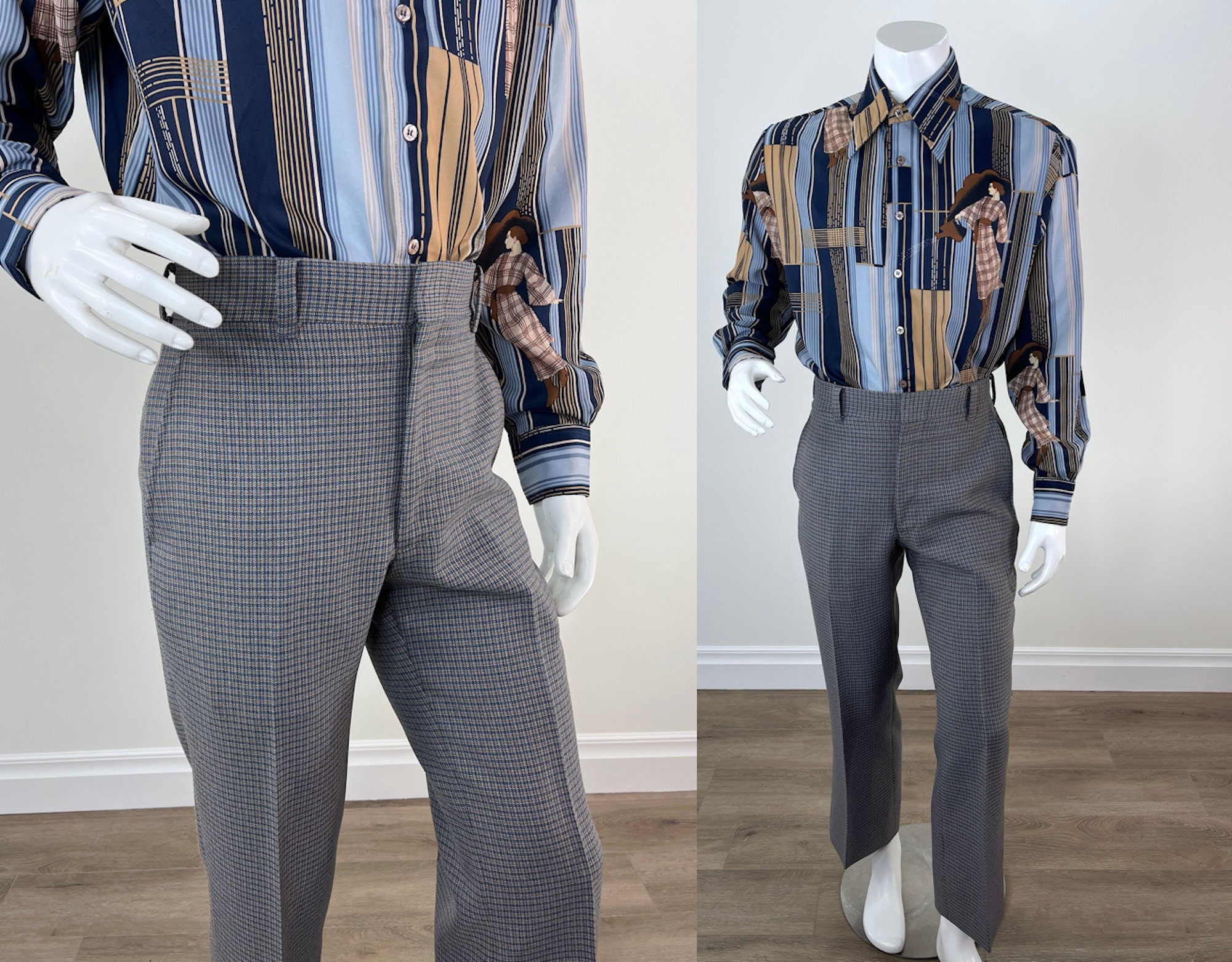 Vintage 1970s Men's Plaid Pants, Straight Leg. 1970s High Vintage 1970s Men's Plaid Pants, Straight Leg. 1970s High