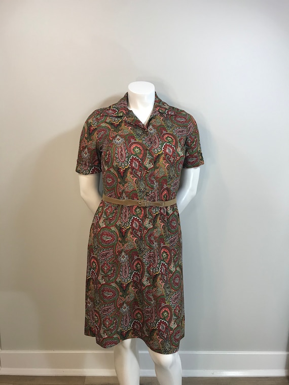 Vintage 1960s Plus Size Nelly Don Jewel Tone Paisl