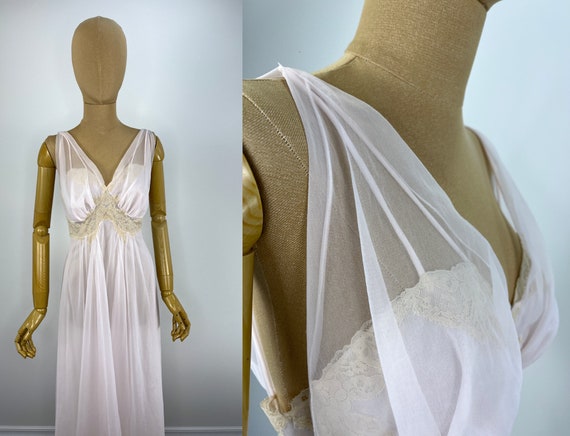 Vintage 1950s/1950s Pale Pink Negligee with Lace … - image 4