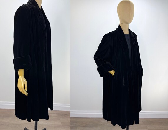 Vintage 1930s Black Silk Velvet Opera Clutch Coat… - image 4