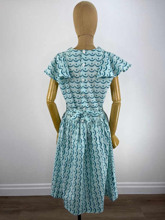Vintage 1930s/1940s Turquoise Cotton Juniors Dres… - image 5