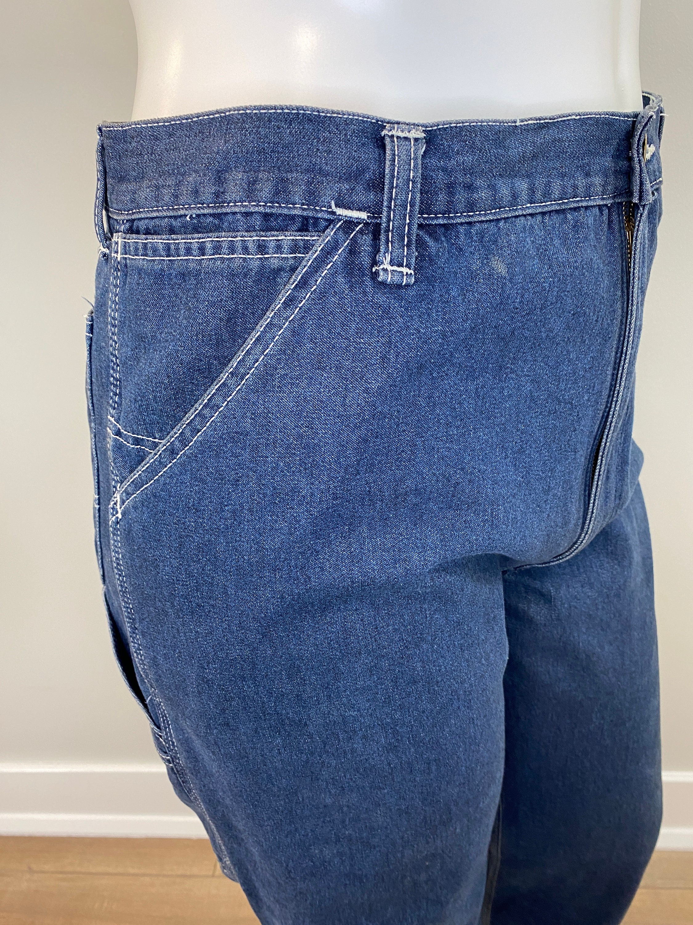 Vintage 1960s Roebucks Denim Carpenter Pants, Size 38 X 30