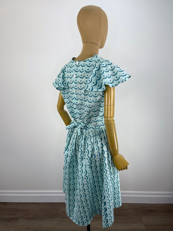 Vintage 1930s/1940s Turquoise Cotton Juniors Dres… - image 4