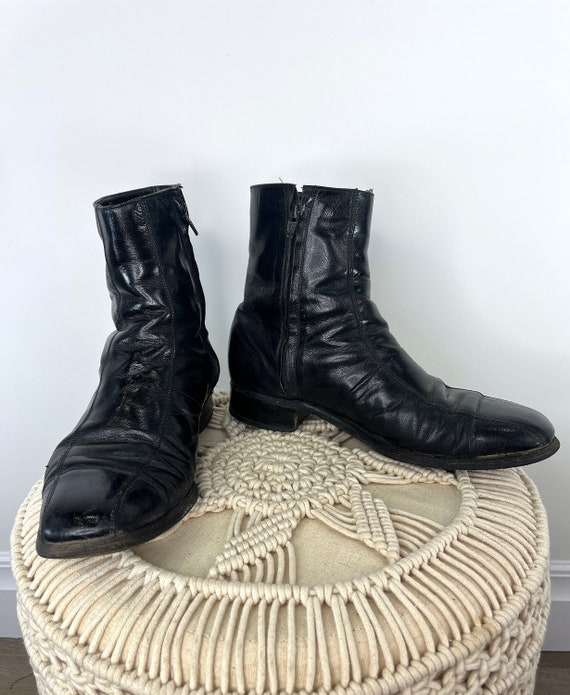 Vintage 1970s or 1980s Men's Black Leather Ankle B