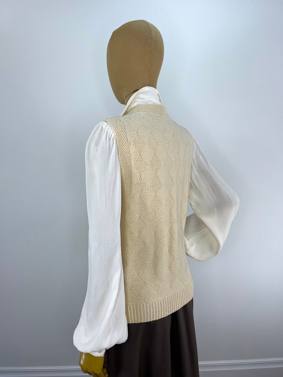Vintage French Vanilla Wool Knit Cardigan Sweater… - image 8