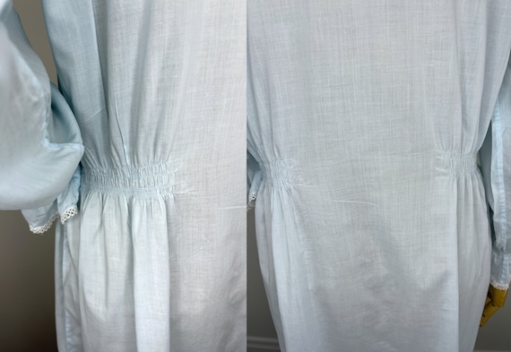 Vintage Pale Blue Cotton Nightgown with Crocheted… - image 9