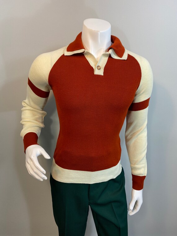 Vintage Rust & Ivory Acrylic Montgomery Ward Mens