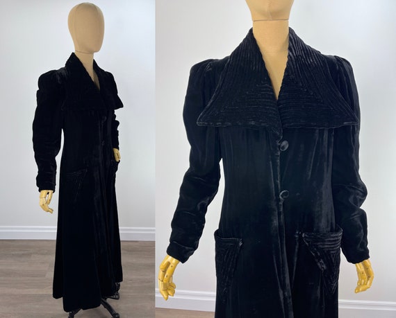 Vintage 1930s Black Silk Velvet Evening Coat with… - image 2