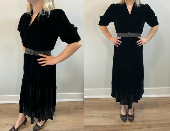 Vintage Handmade 1930s/1940s Black Silk Velvet Coc