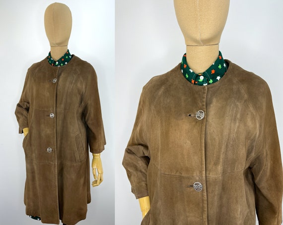 Vintage 1960s Brown Suede Coat.  Vintage Marshall… - image 1