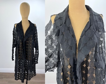 Vintage 1920s Black Circle Pattern Lace Clutch Coat For Study, Inspiration or Pattern