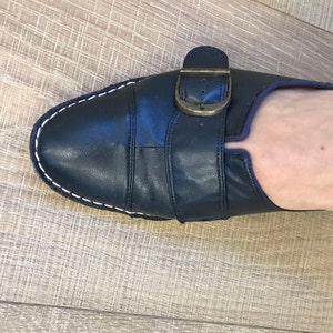 Vintage 1960s Easy Street Navy Blue Leather Shoes Size 75/8 image 10