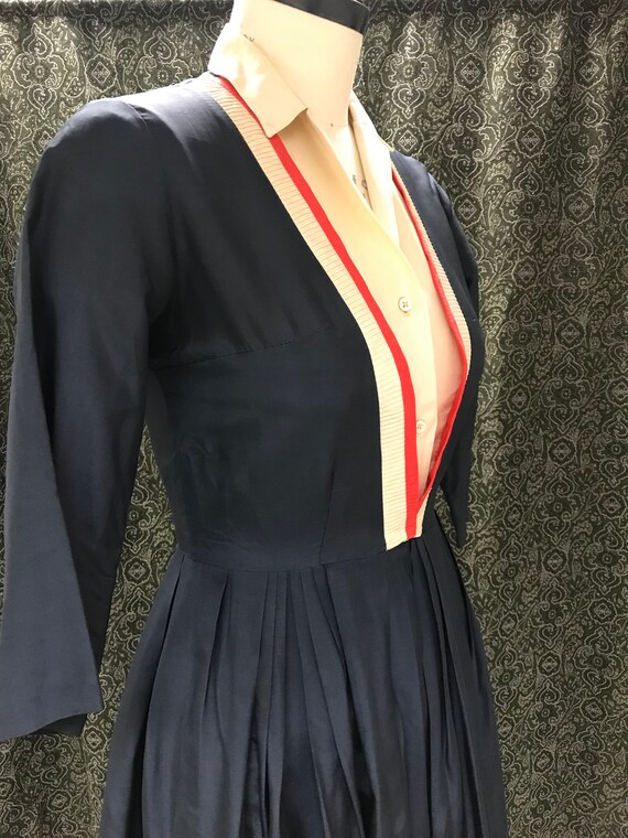 navy blue shirtwaist dress