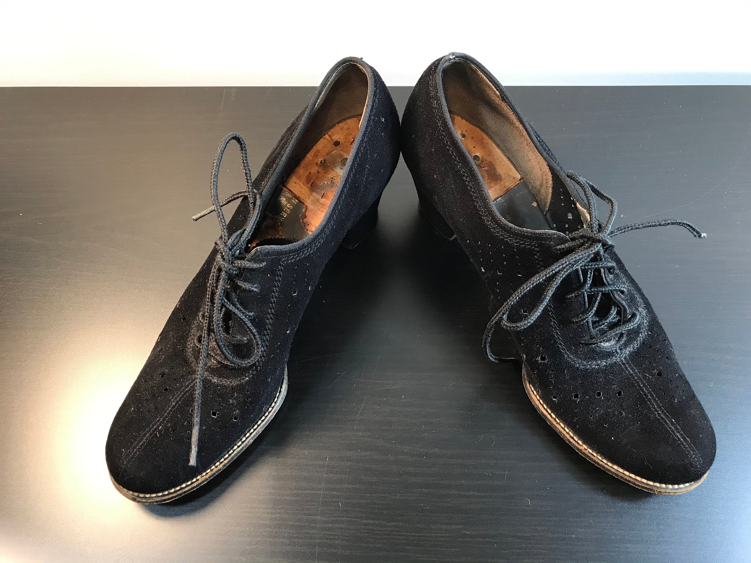 Vintage 1940s Black Suede Oxford Pumps. 1940s/1950s Oxford | Etsy