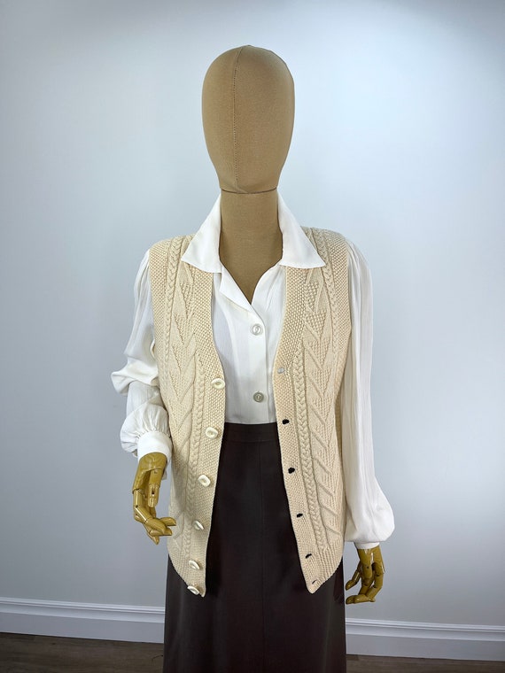 Vintage French Vanilla Wool Knit Cardigan Sweater… - image 5