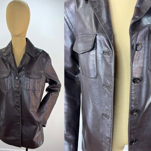 Vintage 1990s Brown Leather J. Crew Coat Size Small with Great Pockets, a la Dawson&#39;s Creek