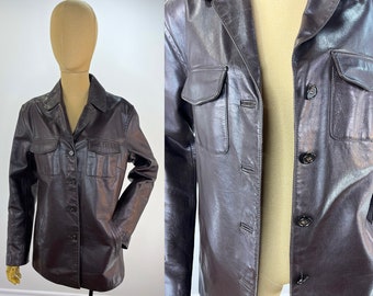 Vintage 1990s Brown Leather J. Crew Coat Size Small with Great Pockets, a la Dawson's Creek